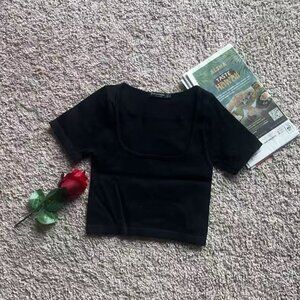 Stradivarius Ribbed Crop Tank XS | Black | New No Tags